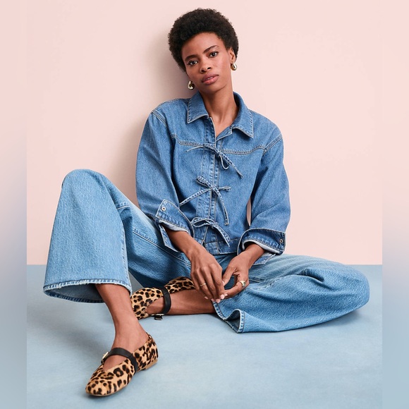 LOFT Denim Bow Top - Picture 4 of 11